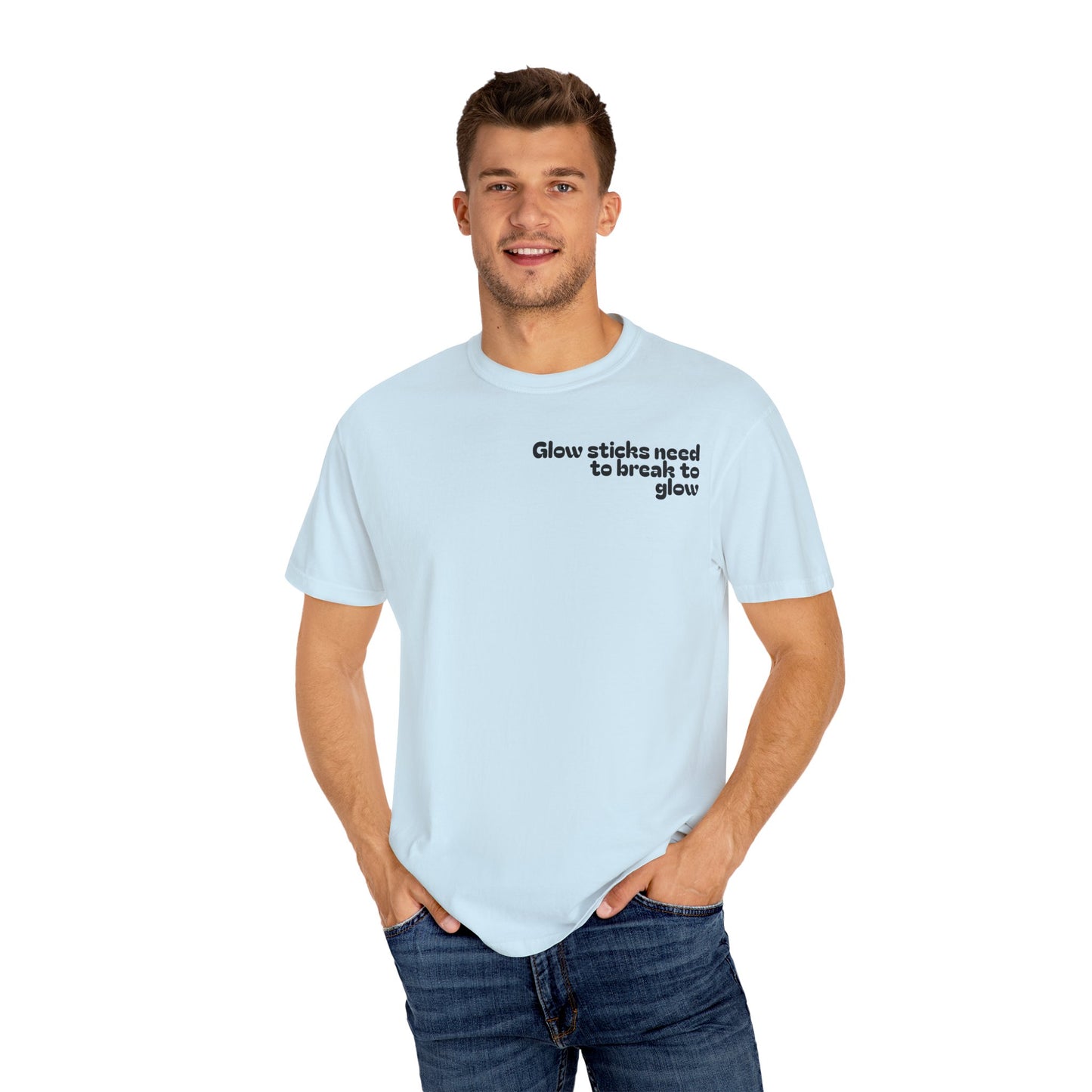 Glow Stick Humor T-shirt, Unisex Cotton Tee for Parties, Fun Gift, Festival Apparel, Glow Party T-shirt, Youth and Adults