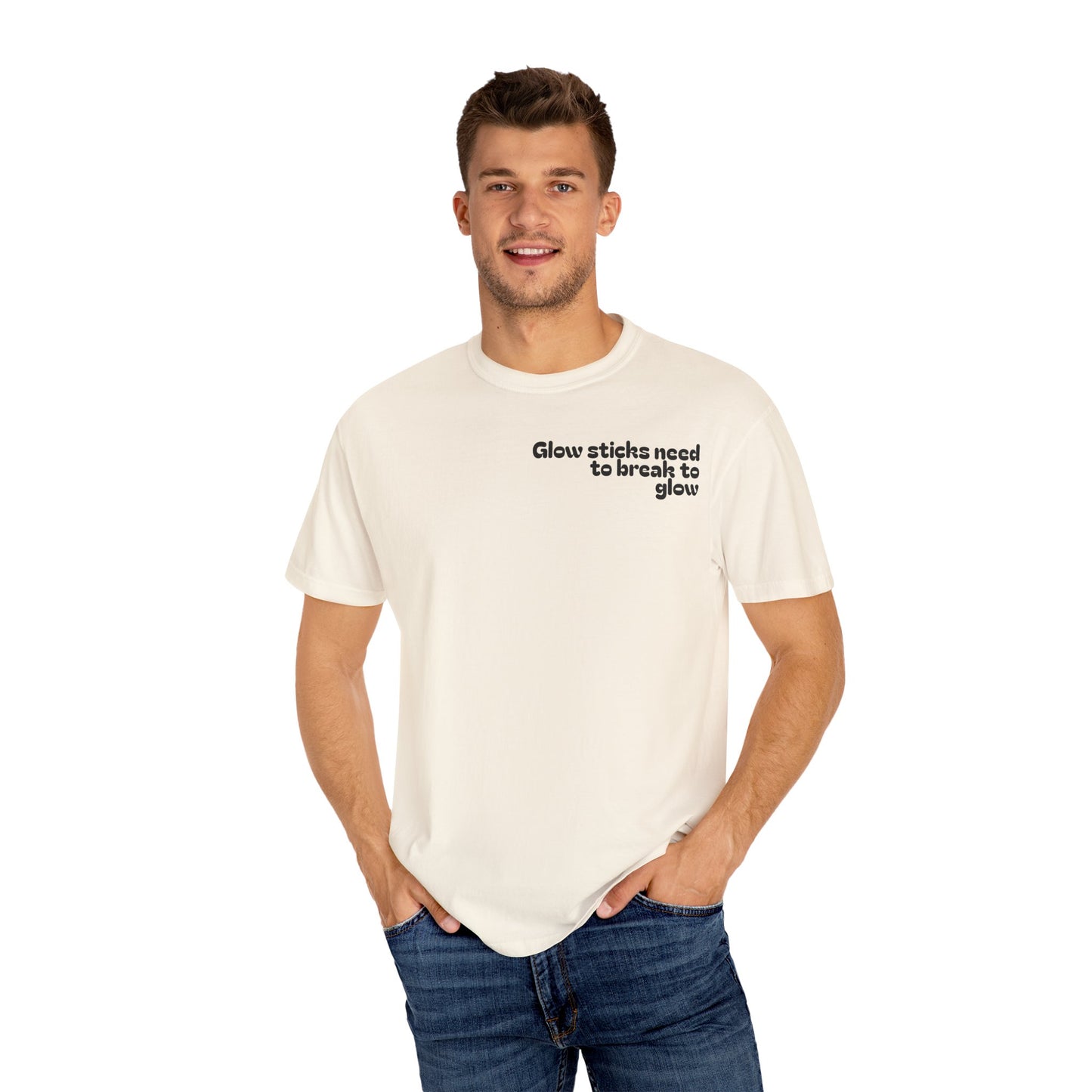 Glow Stick Humor T-shirt, Unisex Cotton Tee for Parties, Fun Gift, Festival Apparel, Glow Party T-shirt, Youth and Adults