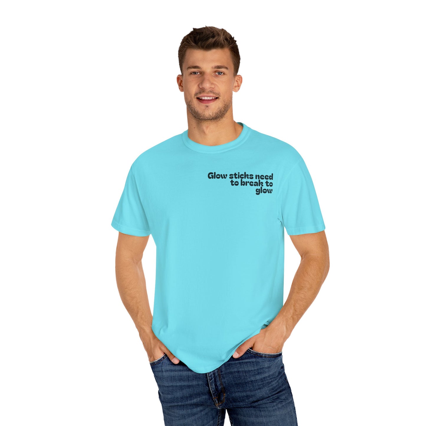 Glow Stick Humor T-shirt, Unisex Cotton Tee for Parties, Fun Gift, Festival Apparel, Glow Party T-shirt, Youth and Adults