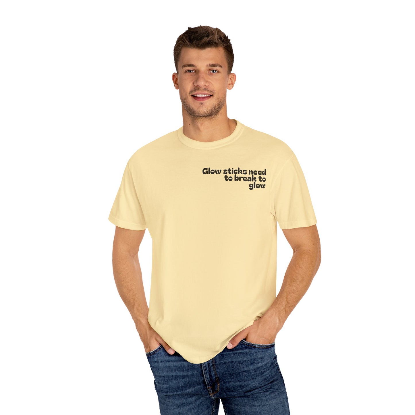Glow Stick Humor T-shirt, Unisex Cotton Tee for Parties, Fun Gift, Festival Apparel, Glow Party T-shirt, Youth and Adults