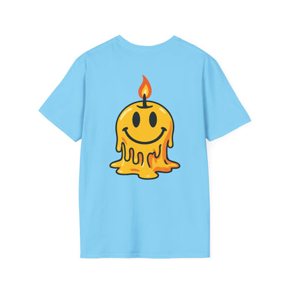 Smiley Candle T-Shirt, Soft Cotton Tee, Casual Wear, Gift for Friends, Happy Vibes, Everyday Comfort