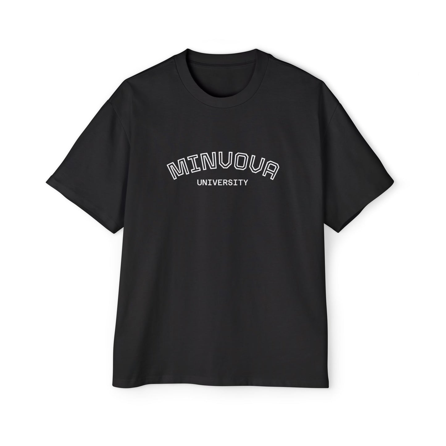 Minuoqa University Arch Logo Tee — Oversized Men's College Shirt