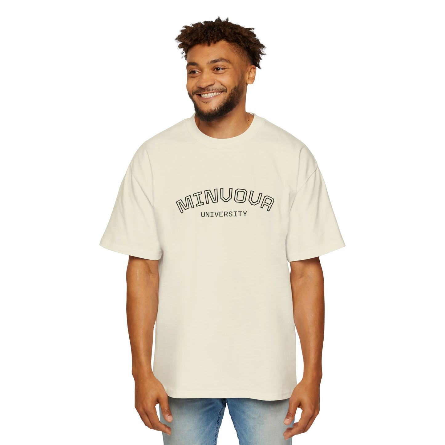 Minuoqa University Arch Logo Tee — Oversized Men's College Shirt