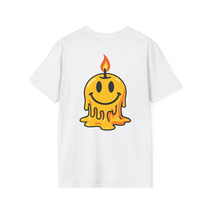 Smiley Candle T-Shirt, Soft Cotton Tee, Casual Wear, Gift for Friends, Happy Vibes, Everyday Comfort