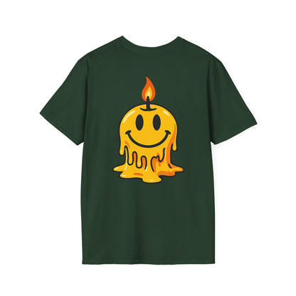 Smiley Candle T-Shirt, Soft Cotton Tee, Casual Wear, Gift for Friends, Happy Vibes, Everyday Comfort