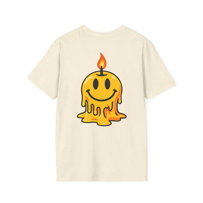 Smiley Candle T-Shirt, Soft Cotton Tee, Casual Wear, Gift for Friends, Happy Vibes, Everyday Comfort