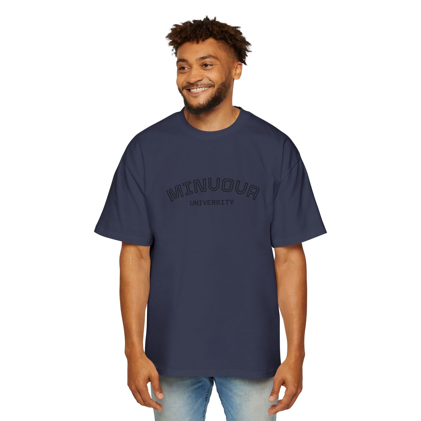 Minuoqa University Arch Logo Tee — Oversized Men's College Shirt