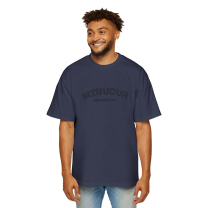 Minuoqa University Arch Logo Tee — Oversized Men's College Shirt