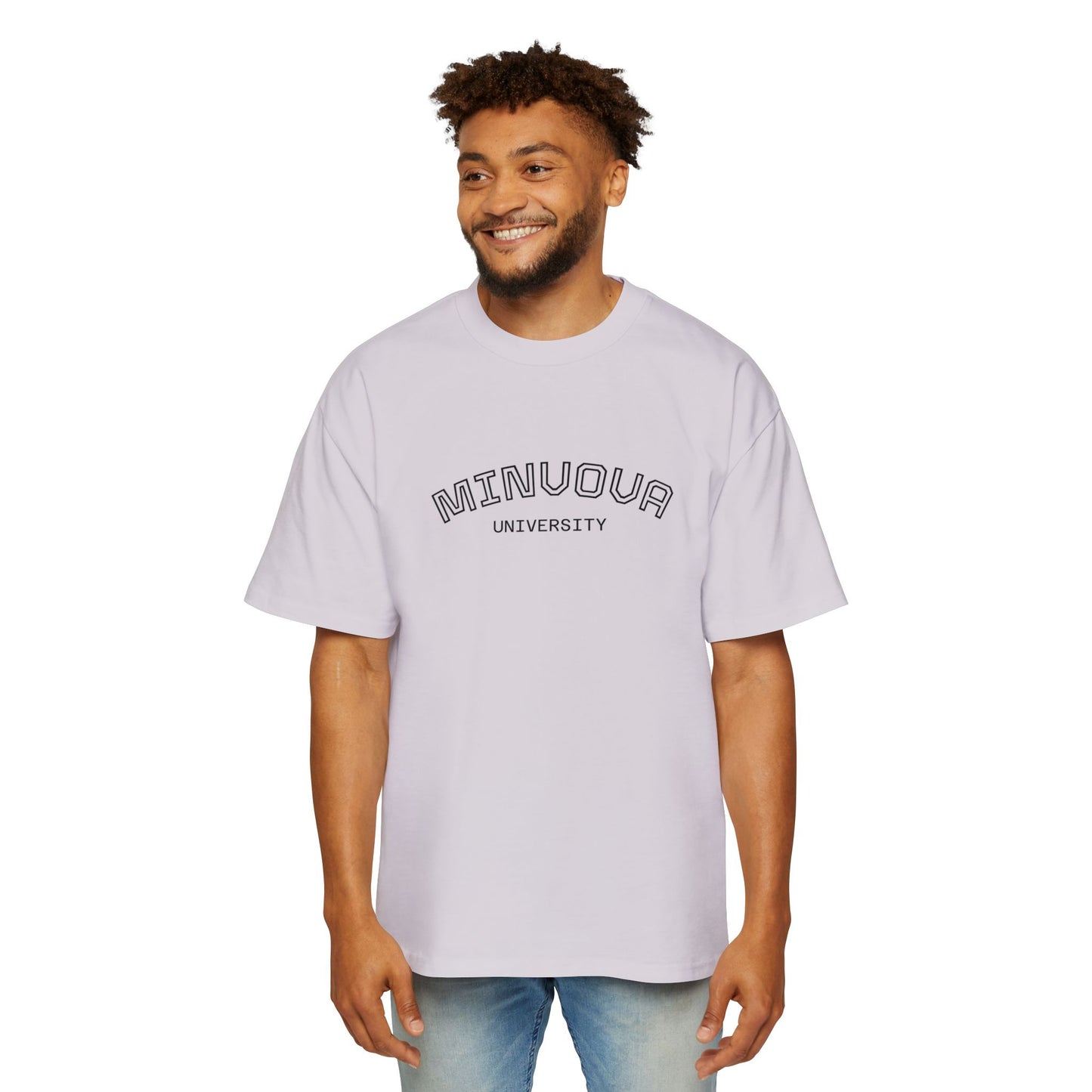 Minuoqa University Arch Logo Tee — Oversized Men's College Shirt