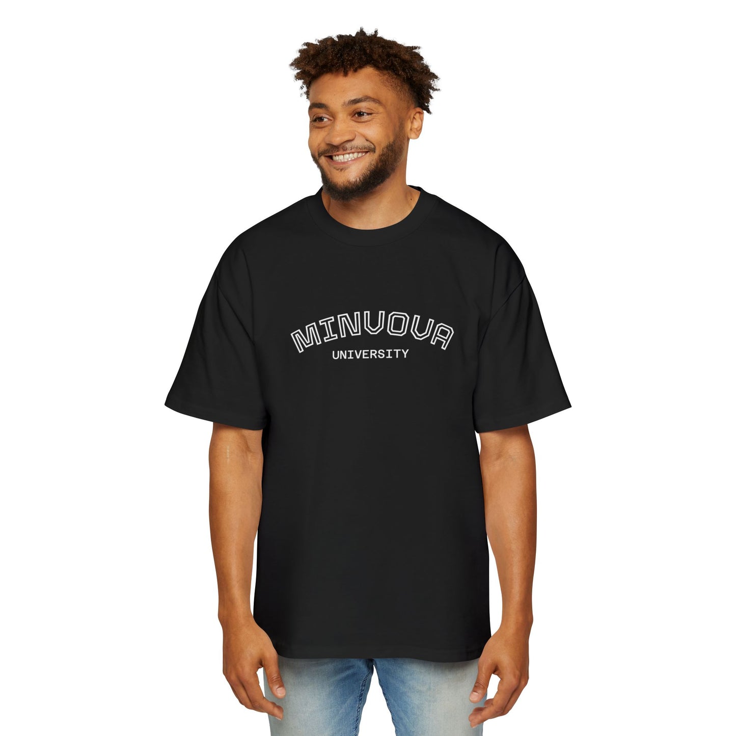 Minuoqa University Arch Logo Tee — Oversized Men's College Shirt