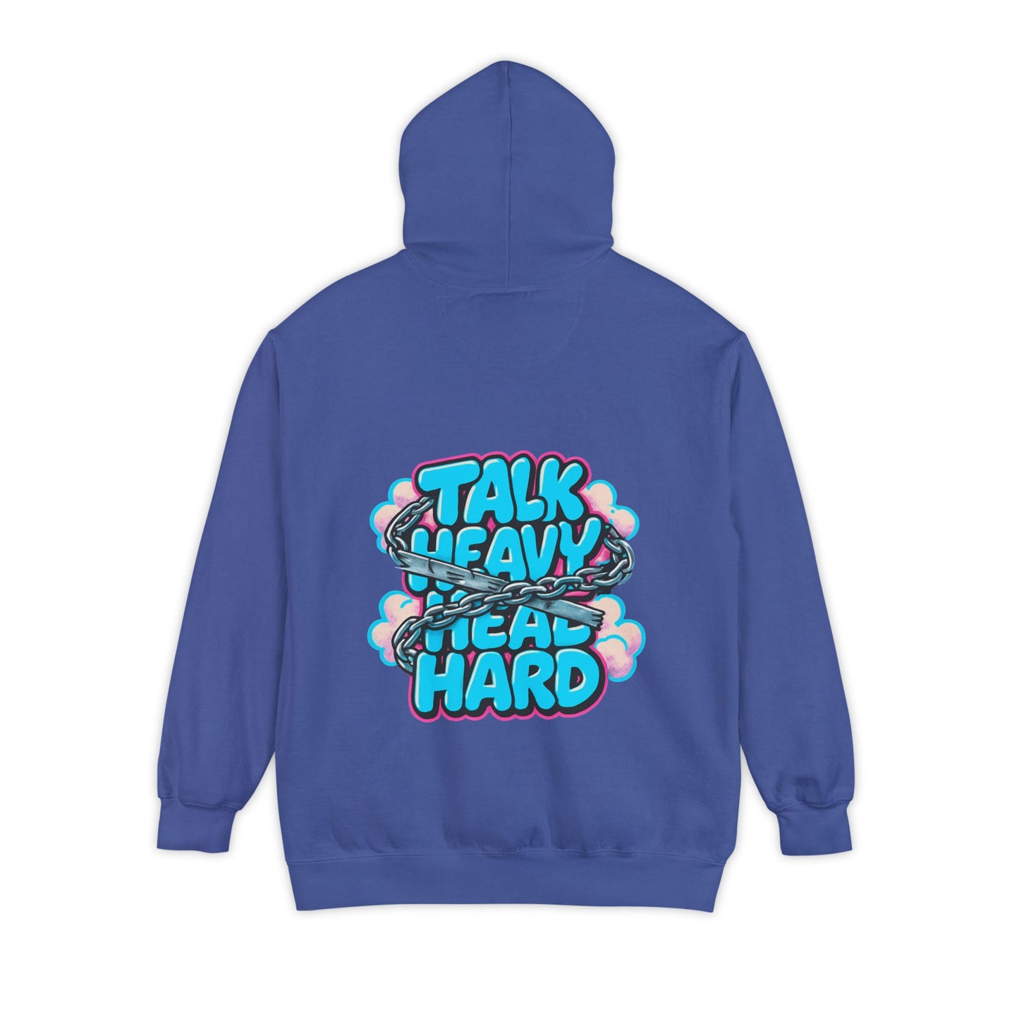 Talk Heavy, Heal Hard Hoodie — Graphic Mindoura Pullover