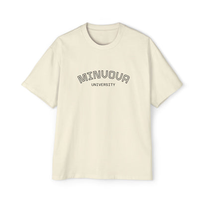 Minuoqa University Arch Logo Tee — Oversized Men's College Shirt