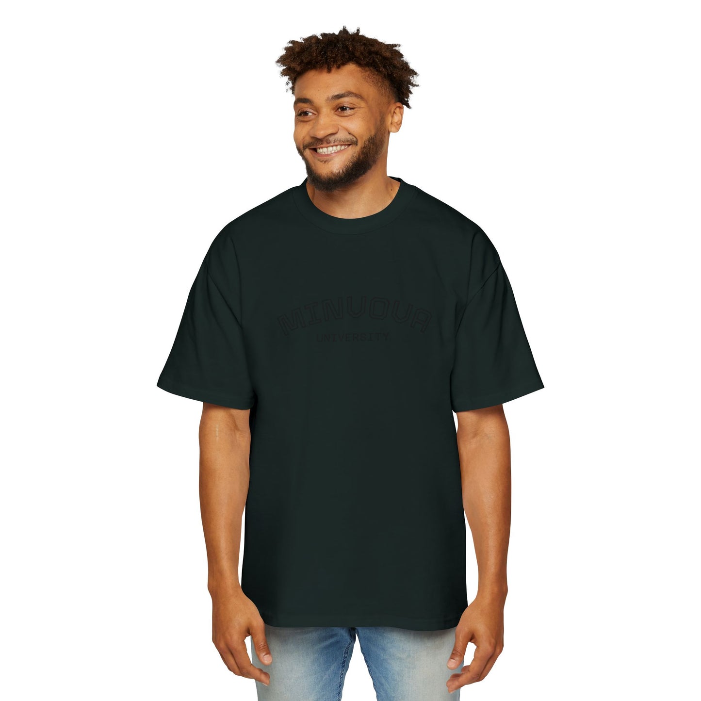 Minuoqa University Arch Logo Tee — Oversized Men's College Shirt