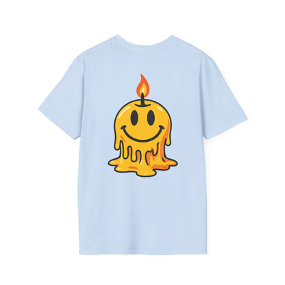 Smiley Candle T-Shirt, Soft Cotton Tee, Casual Wear, Gift for Friends, Happy Vibes, Everyday Comfort