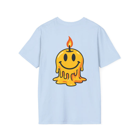 Smiley Candle T-Shirt, Soft Cotton Tee, Casual Wear, Gift for Friends, Happy Vibes, Everyday Comfort