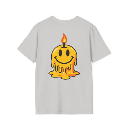 Smiley Candle T-Shirt, Soft Cotton Tee, Casual Wear, Gift for Friends, Happy Vibes, Everyday Comfort