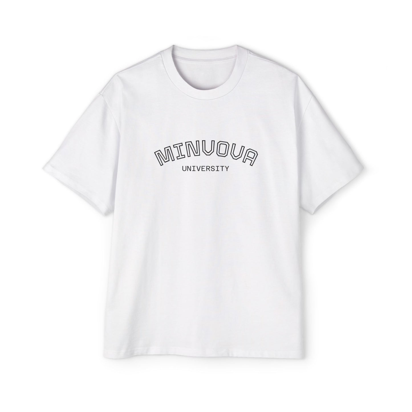Minuoqa University Arch Logo Tee — Oversized Men's College Shirt