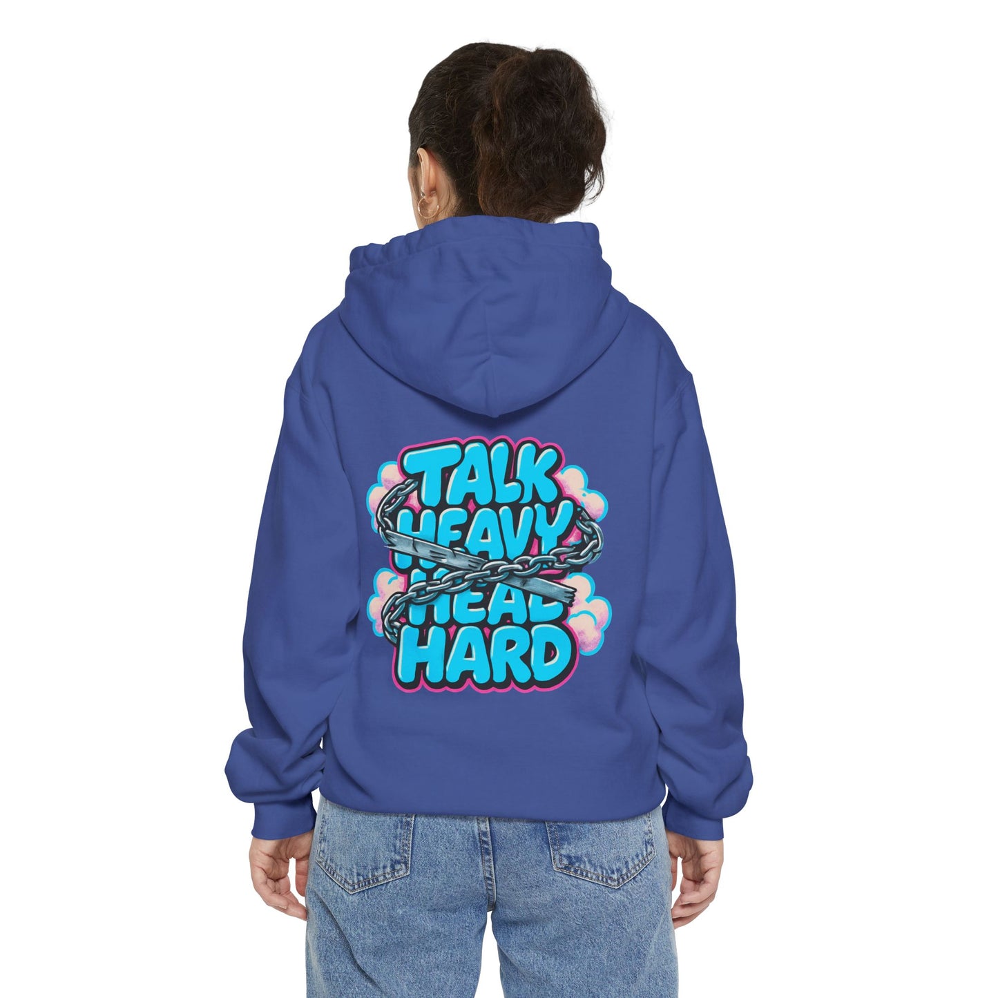 Talk Heavy, Heal Hard Hoodie — Graphic Mindoura Pullover