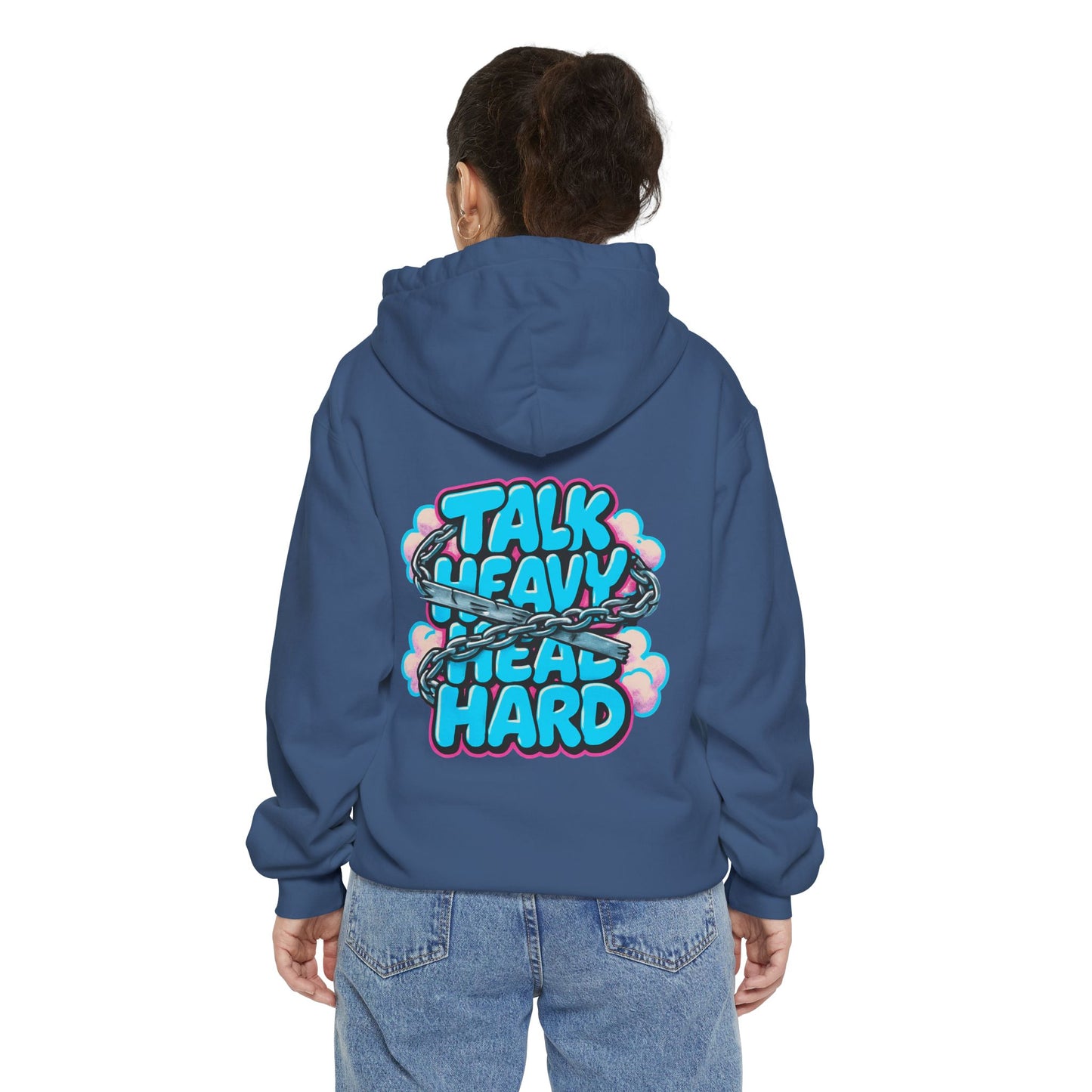 Talk Heavy, Heal Hard Hoodie — Graphic Mindoura Pullover